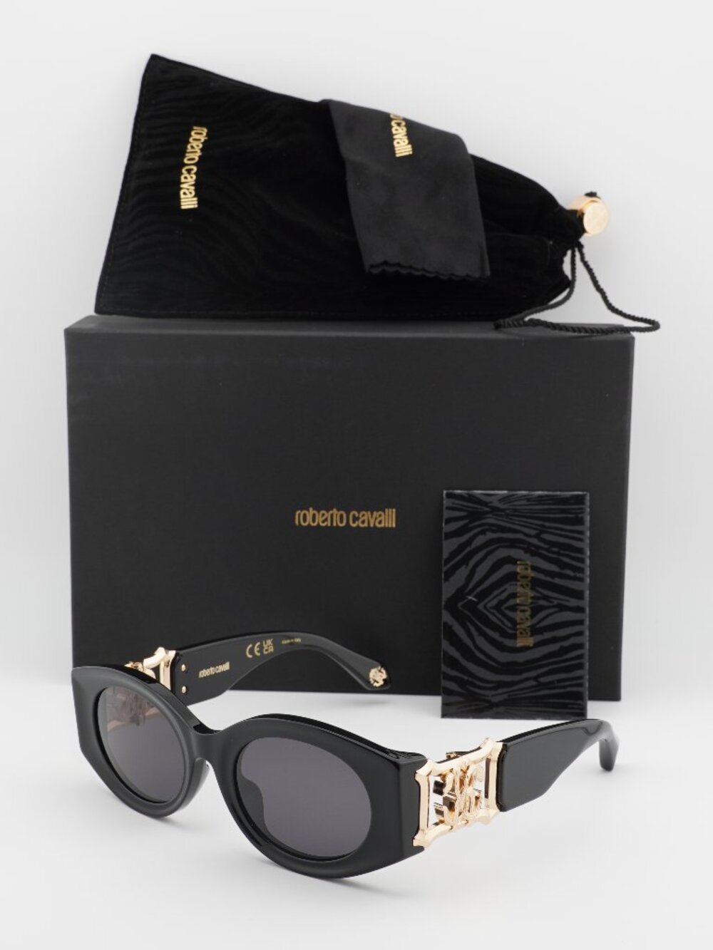 Roberto Cavalli SRC064 0700 Oval Sunglasses - Black / Grey